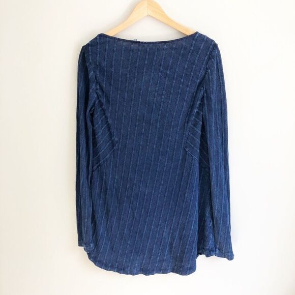 Soft Surroundings Antibes Top Blue Ribbed Textured - Picture 6 of 6